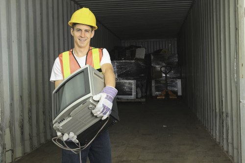 Professional waste clearance team at a construction site